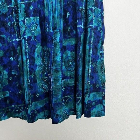 Michael Taylor Vintage Women Plus Size 2X Blue Abstract Boho Midi Skirt Peasant - Picture 9 of 12